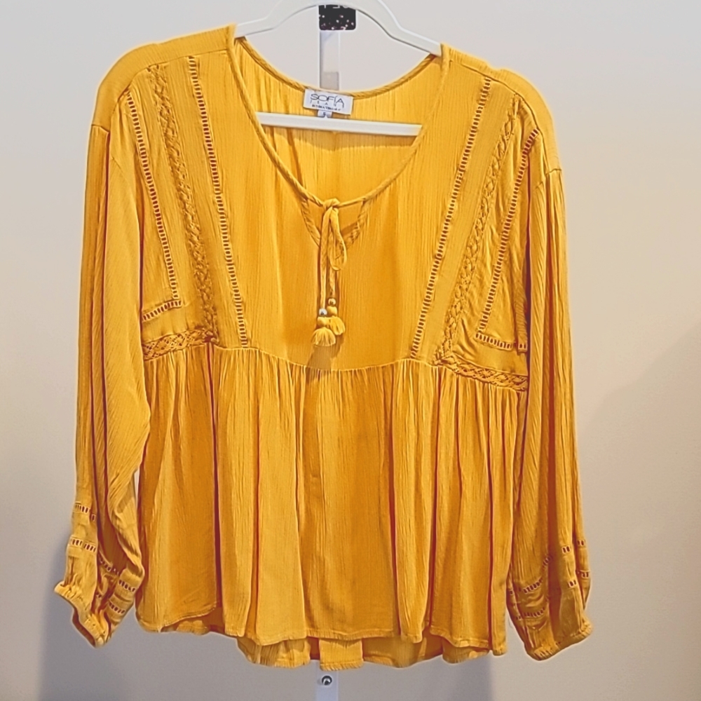 SOFIA VERGARA| Boho Gauzy Top |Small
